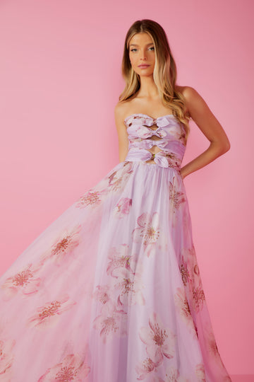 FABULOUS AGILITÀ - Vestido Longo Luna Estampa Flor Lavanda